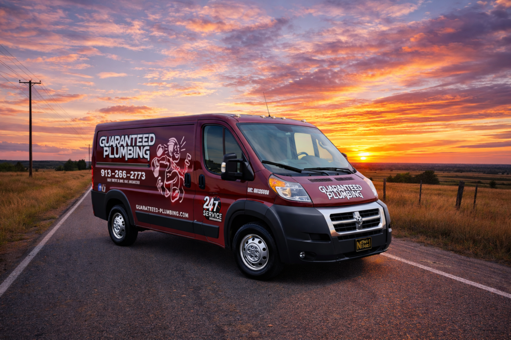 Guaranteed Plumbing Van Sunset